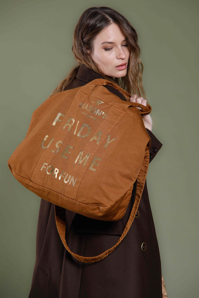 Mittelgroße Tasche Unisex aus Baumwolle mit Logo und Schulterriemen